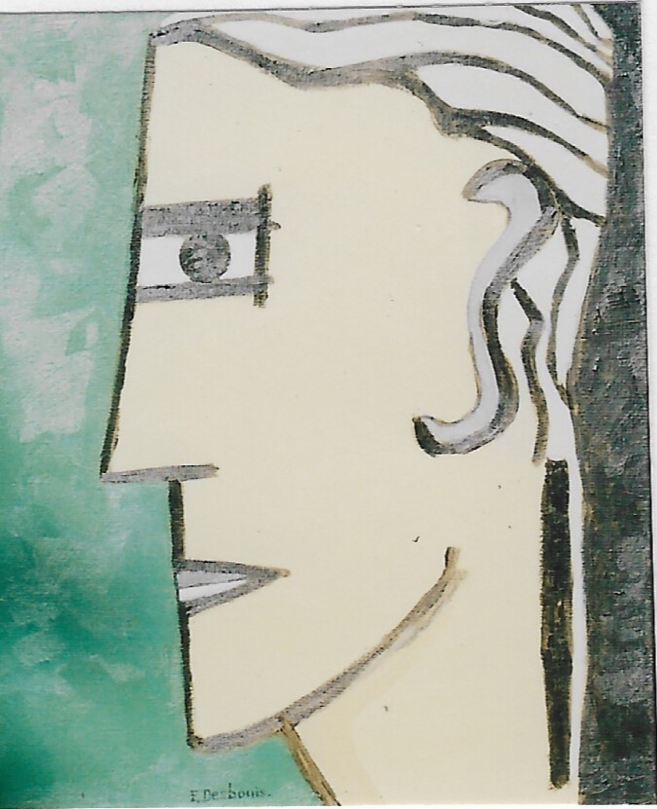 Profil, œil carré, nez droit