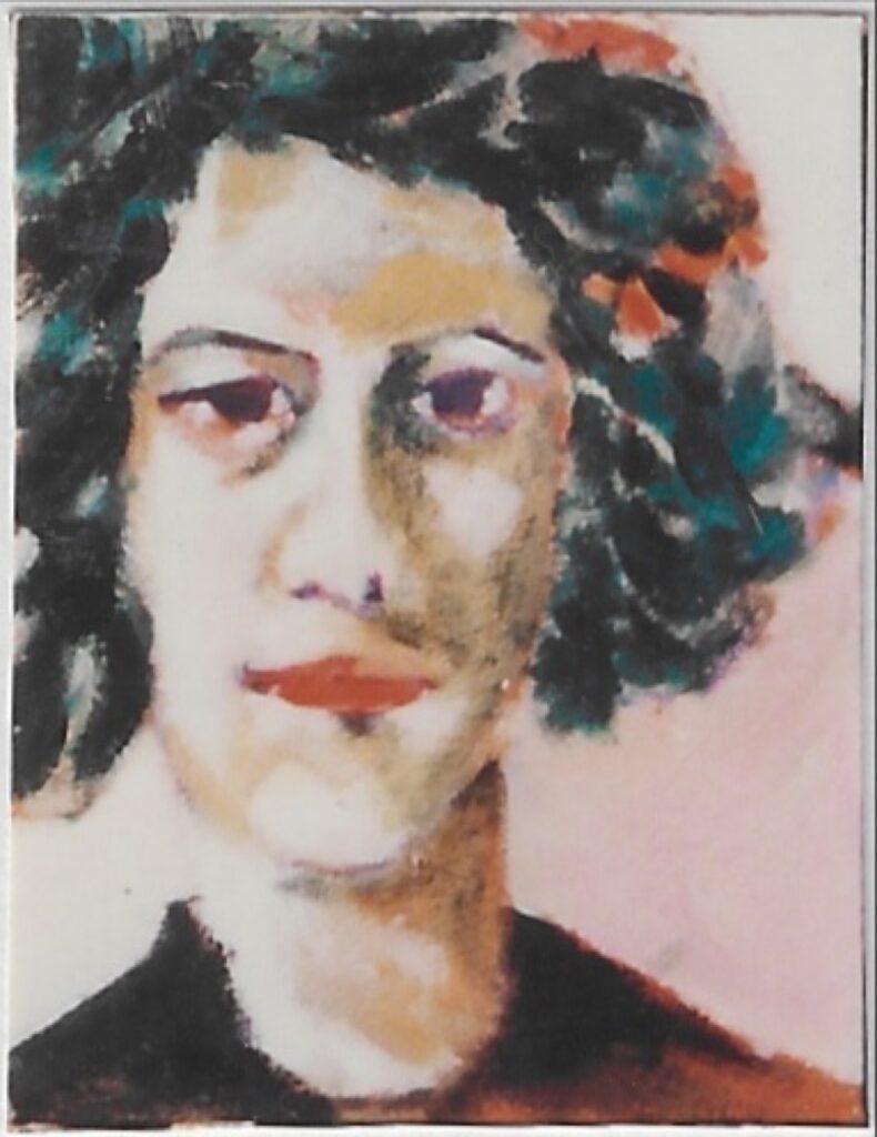 Portrait femme, cheveux frisés mi long