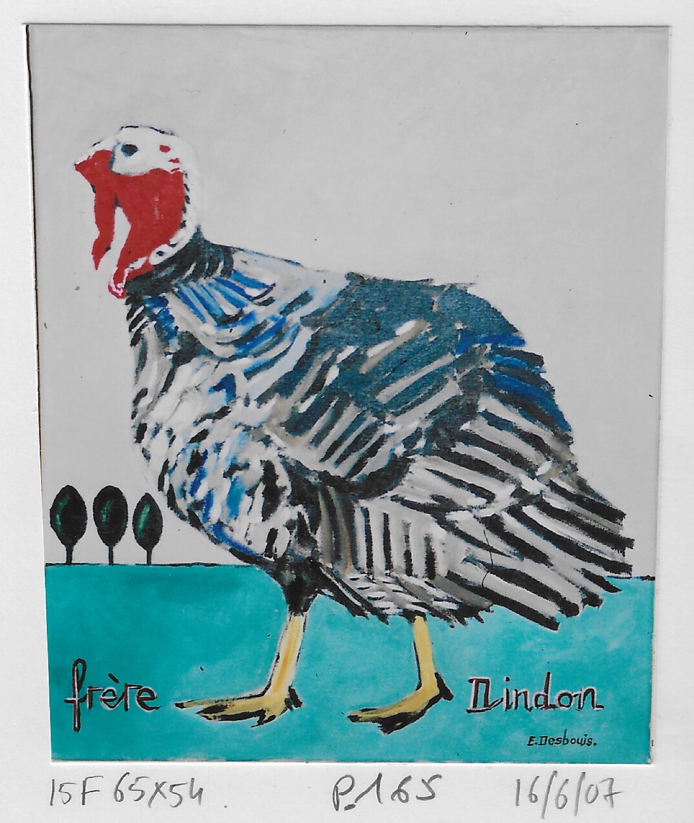 Dindon et trois feuilles en arrière plan