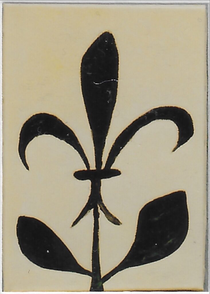 Fleur de lys noir sur tige avec deux feuilles, fond clair
